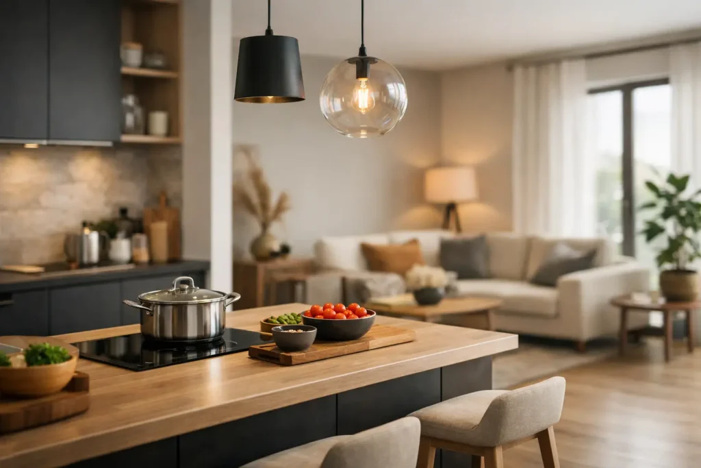 Mobilier pentru bucătărie deschisă bine gândit